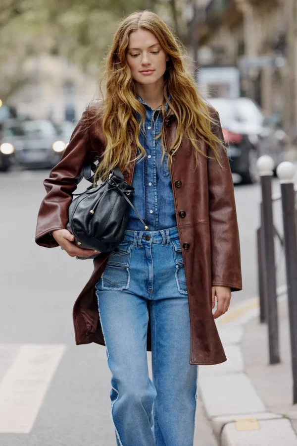 Flash Sale Long jacket in distressed leather - NALINHA Leather & Pelts