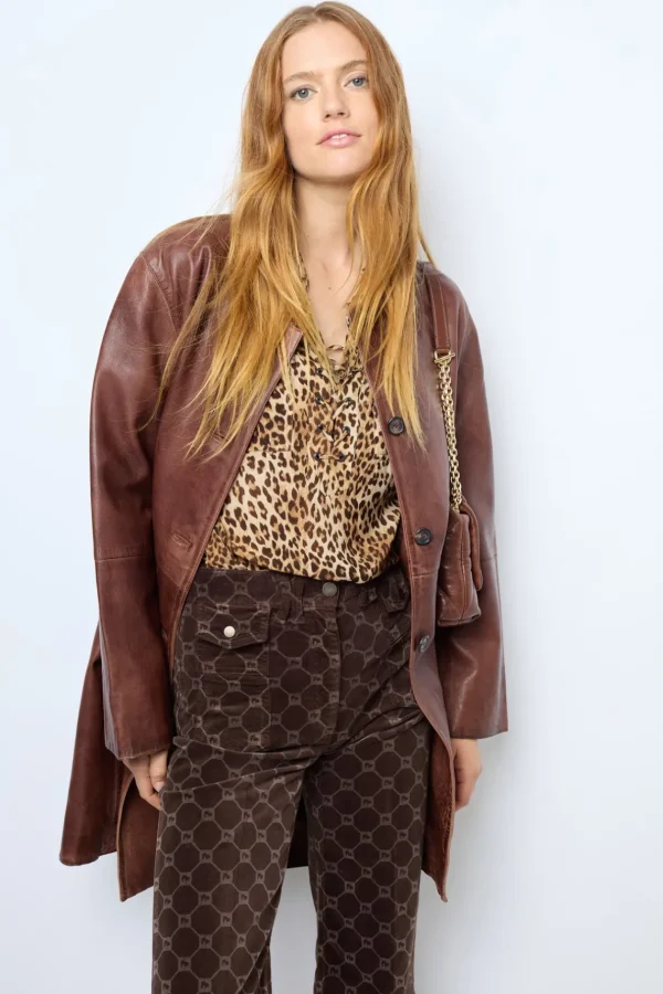 Flash Sale Long jacket in distressed leather - NALINHA Leather & Pelts
