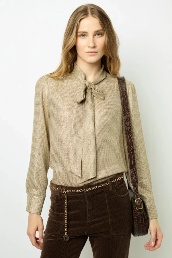 Hot Lurex shirt with lavaliere collar - BESSIE Shirts & Blouses
