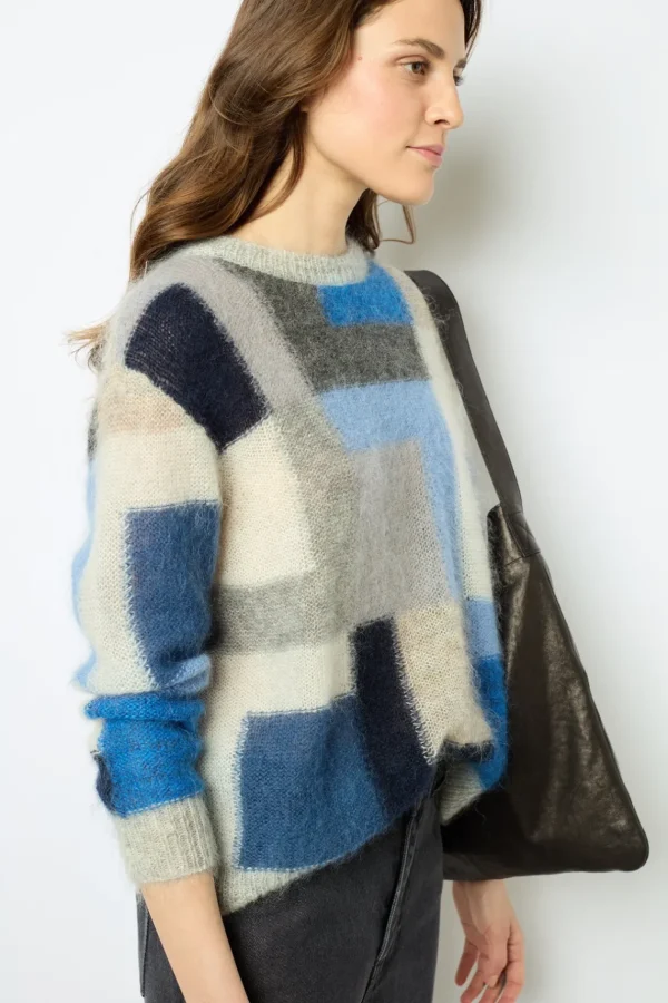 Fashion Mohair color block sweater - JANYCE Knitwear