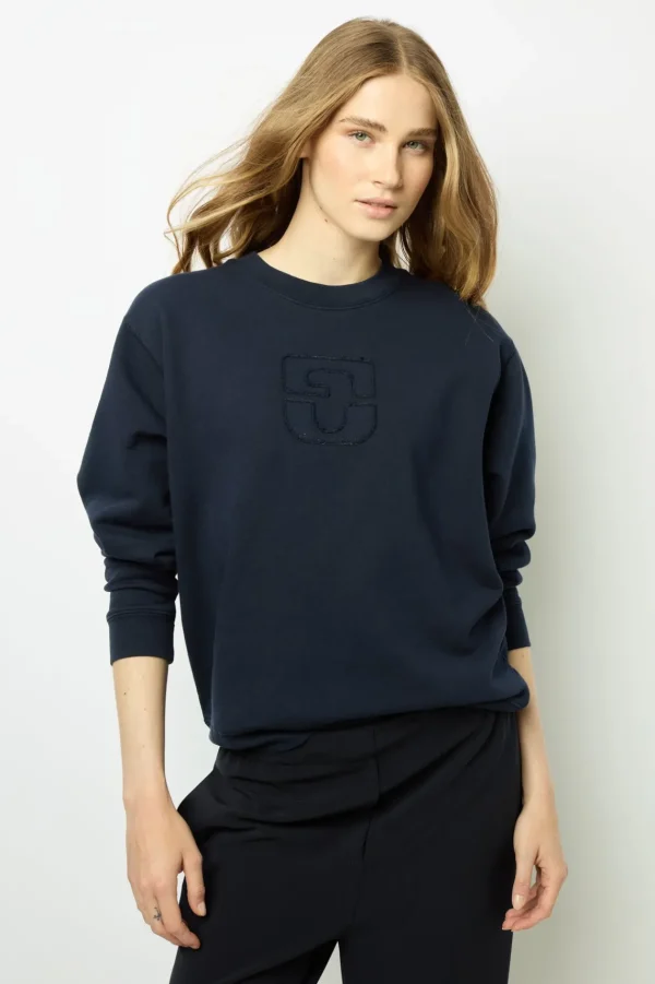 Cheap Navy blue logo sweatshirt - ADRIENNE Tops & T-Shirts