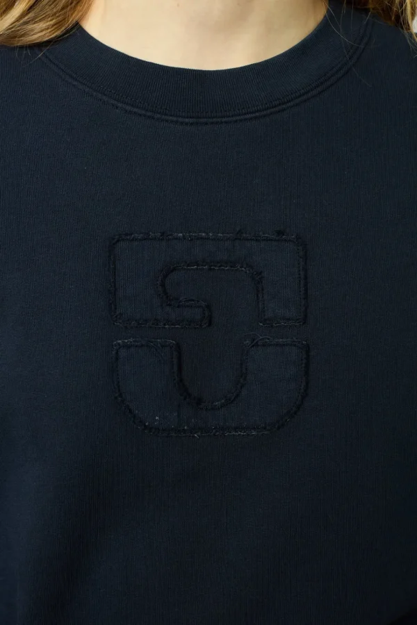 Cheap Navy blue logo sweatshirt - ADRIENNE Tops & T-Shirts