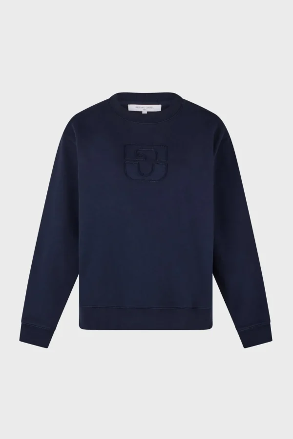 Cheap Navy blue logo sweatshirt - ADRIENNE Tops & T-Shirts