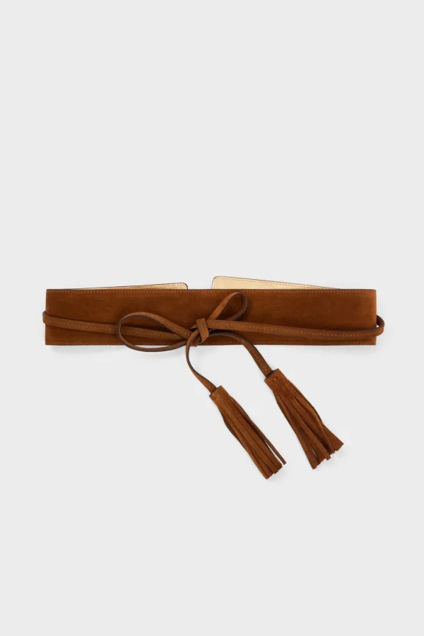 Hot ORNA - Wide suede leather belt with tassels Belts
