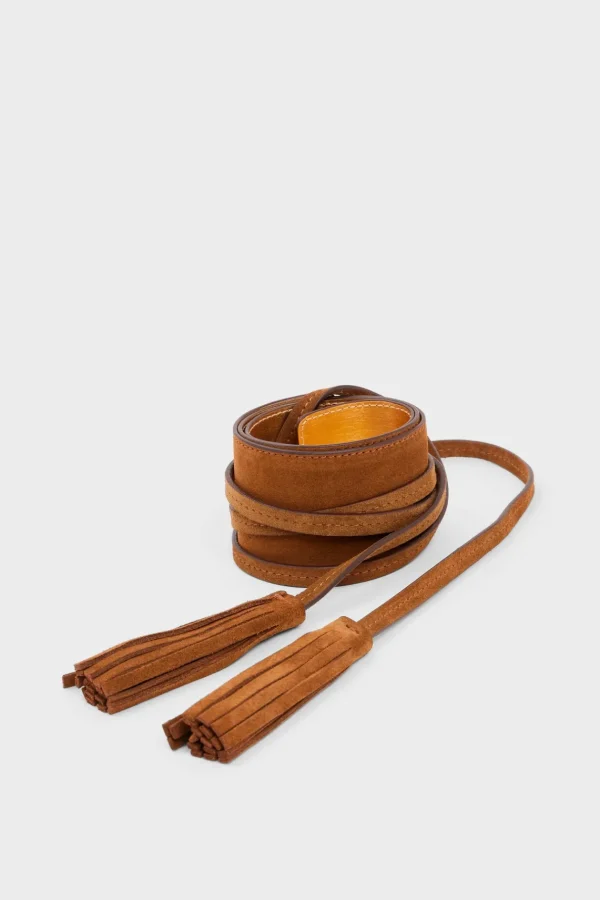 Hot ORNA - Wide suede leather belt with tassels Belts