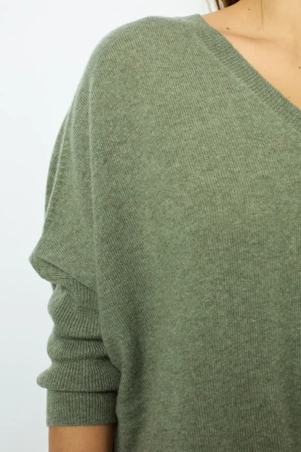 Online Oversized Khaki cashmere sweater - JOURDAN Knitwear