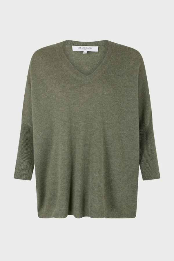 Online Oversized Khaki cashmere sweater - JOURDAN Knitwear
