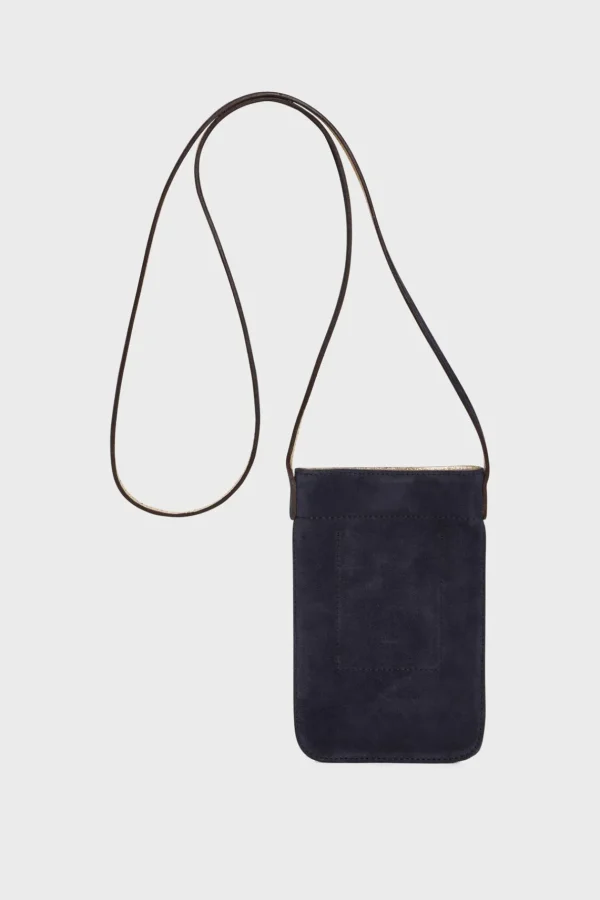 Outlet Phoneholder in suede leather metallic inside - LADYPHONE Shoulder Bags | Leather Goods