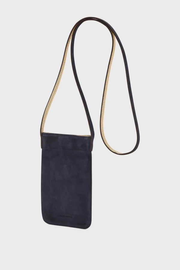 Outlet Phoneholder in suede leather metallic inside - LADYPHONE Shoulder Bags | Leather Goods