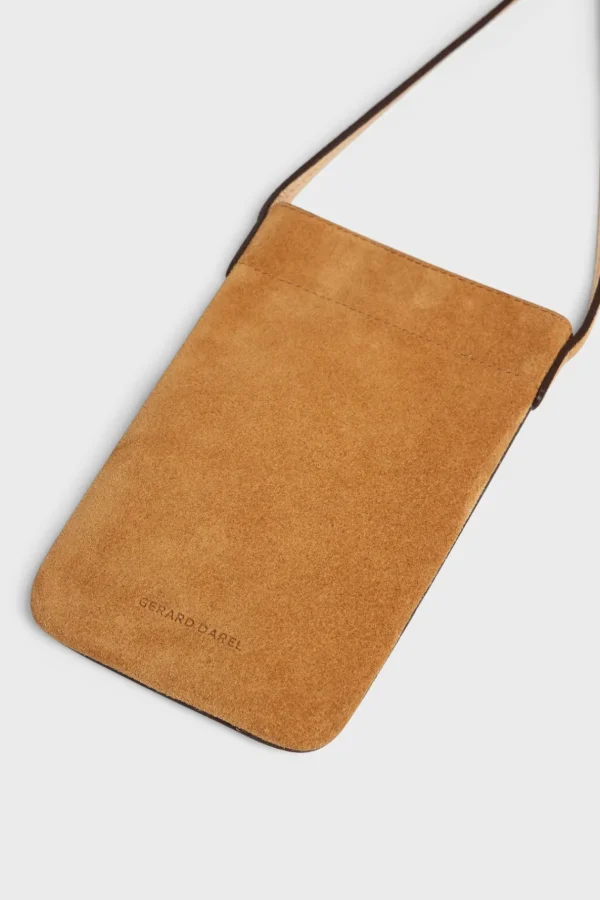 Sale Phoneholder in suede leather metallic inside -LADYPHONE Shoulder Bags | Leather Goods