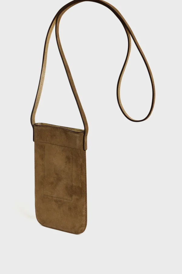 Best Phoneholder in suede leather metallic inside - LADYPHONE Leather Goods