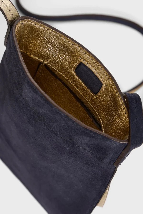 Outlet Phoneholder in suede leather metallic inside - LADYPHONE Shoulder Bags | Leather Goods
