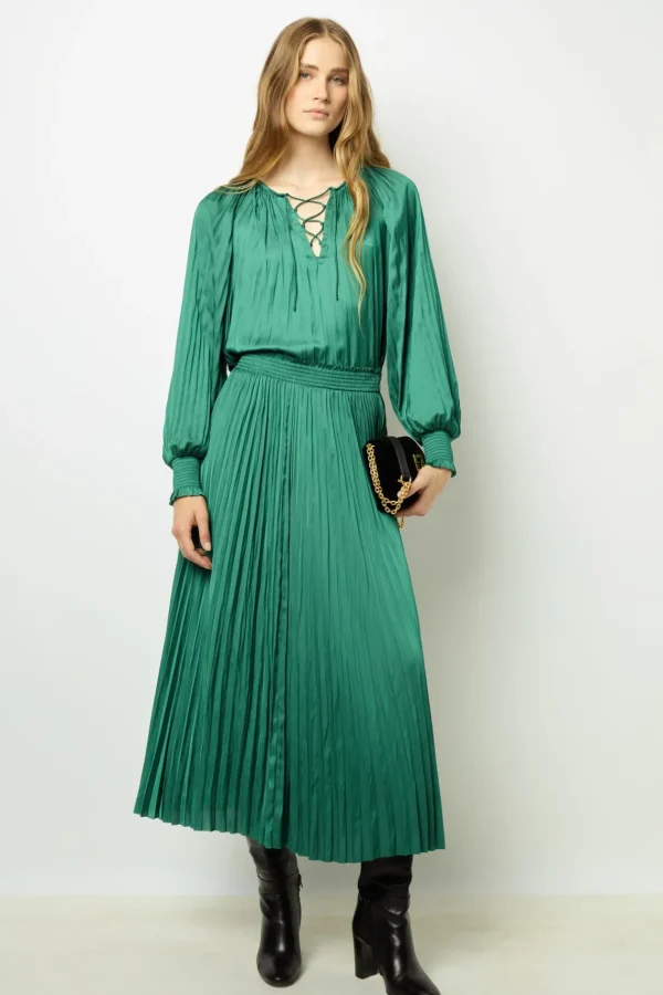 Sale Pleated satin blouse - BABETH Skirts
