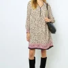 Outlet Printed V-neck straight dress - SALINE Dresses