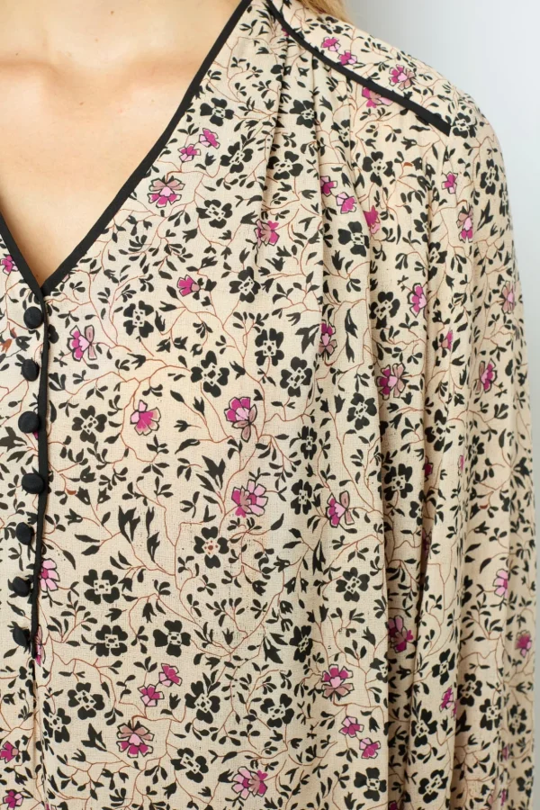 Outlet Printed V-neck straight dress - SALINE Dresses