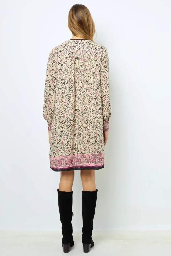 Outlet Printed V-neck straight dress - SALINE Dresses