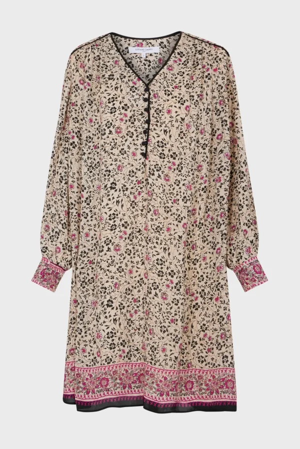 Outlet Printed V-neck straight dress - SALINE Dresses