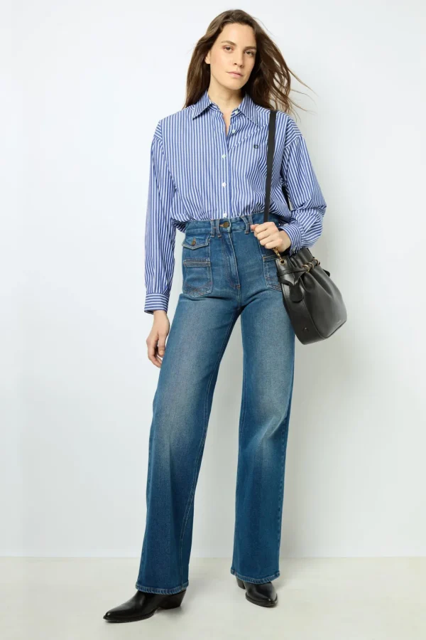 Outlet Raw denim flared jeans - ANNA Trousers | Suits & Outfits
