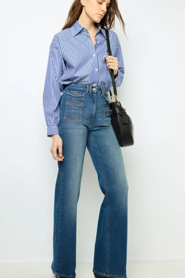 Outlet Raw denim flared jeans - ANNA Trousers | Suits & Outfits