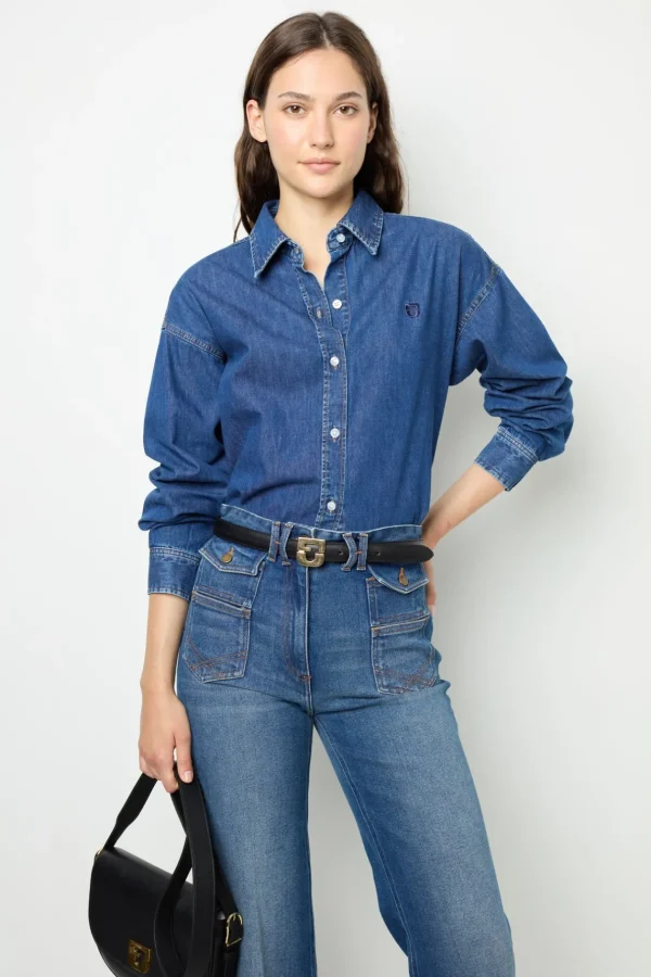 Best Sale Raw denim shirt - BABETT Shirts & Blouses