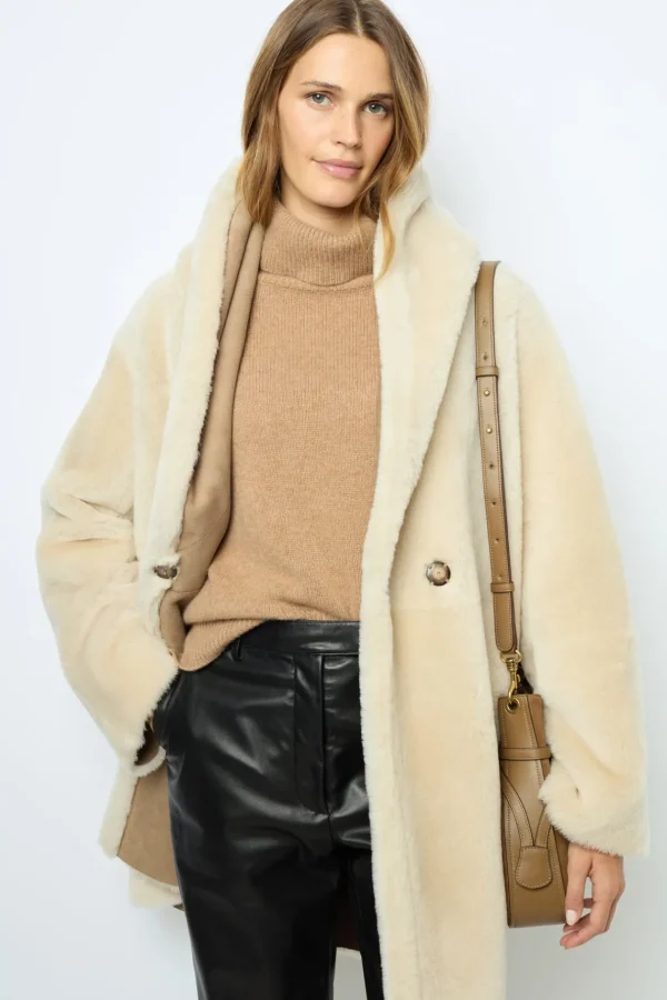 Discount Reversible shearling coat with shawl collar - LEOCADIE Leather & Pelts