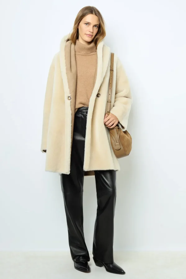 Discount Reversible shearling coat with shawl collar - LEOCADIE Leather & Pelts