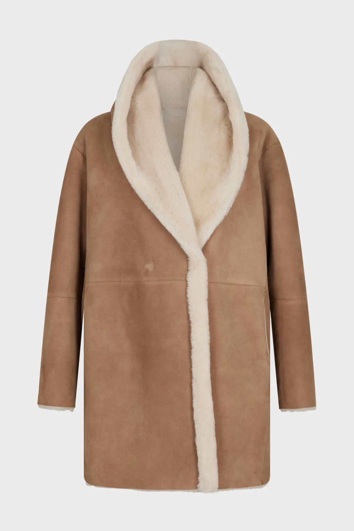 reversible_shearling_coat_6.webp Discount Reversible shearling coat with shawl collar - LEOCADIE Leather & Pelts