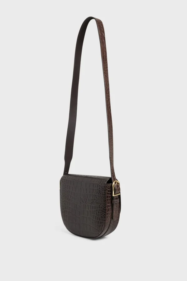 Fashion Saddle bag in leather embossed cr