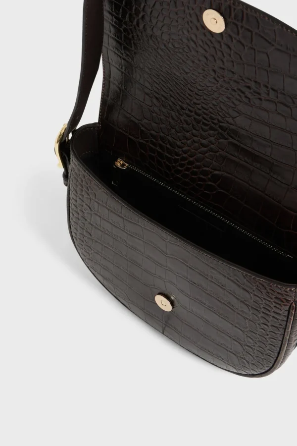 Fashion Saddle bag in leather embossed cr