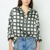 Fashion Satin look geometric print blouse - BUNNY Shirts & Blouses