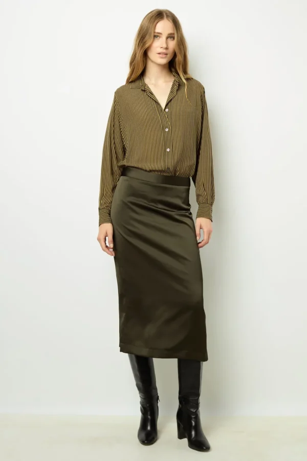 Sale Satin midi skirt - CORALINE Skirts