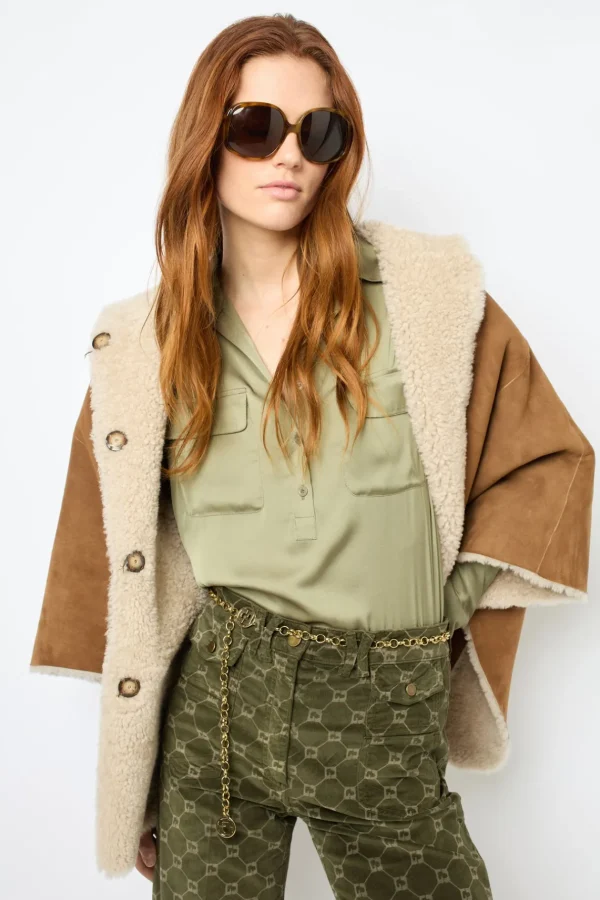 Flash Sale Shearling cape coat - LORIANE Leather & Pelts