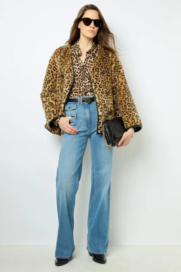 Sale Short coat with leopard print - LAISSA Coats