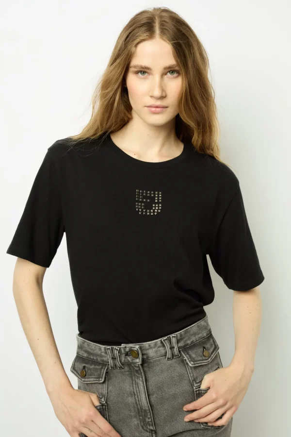 Hot Short sleeve T-shirt with studded logo - ANOUCHE Tops & T-Shirts