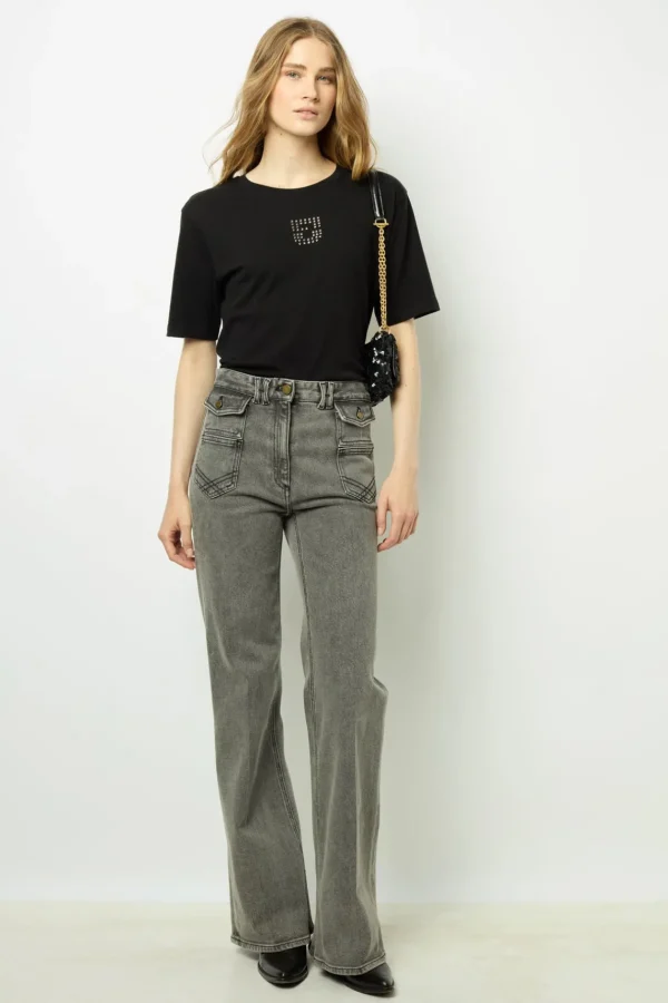 Hot Short sleeve T-shirt with studded logo - ANOUCHE Tops & T-Shirts