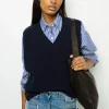 Fashion Sleeveless wool ribbed V-neck sweater - LUCCIA Knitwear