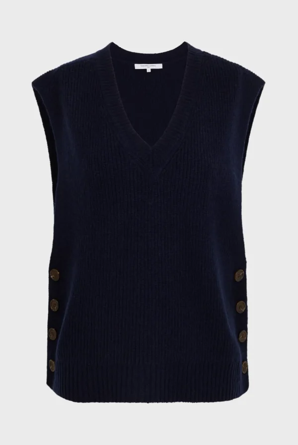 Fashion Sleeveless wool ribbed V-neck sweater - LUCCIA Knitwear