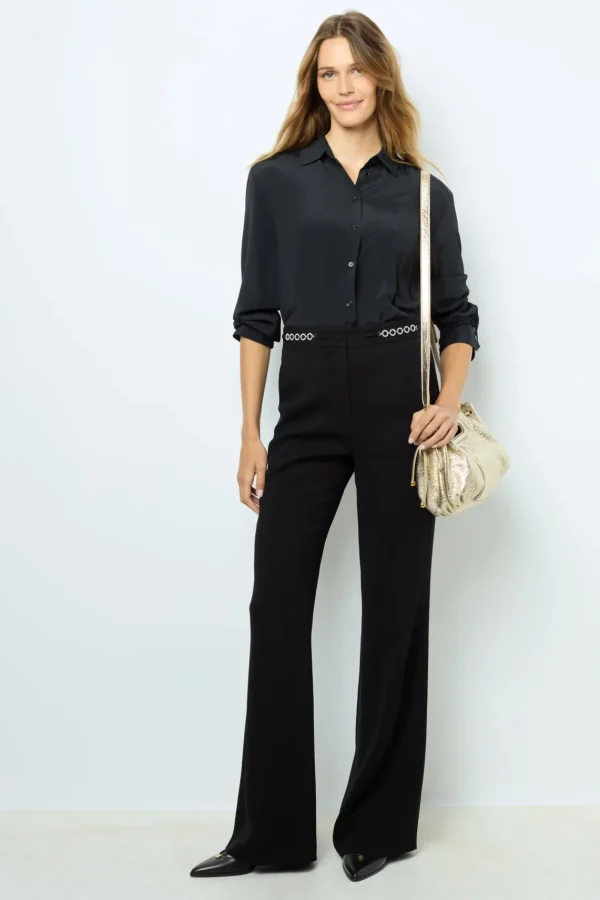 Cheap Soft wide-leg pants with rhinestone - NUALA Trousers