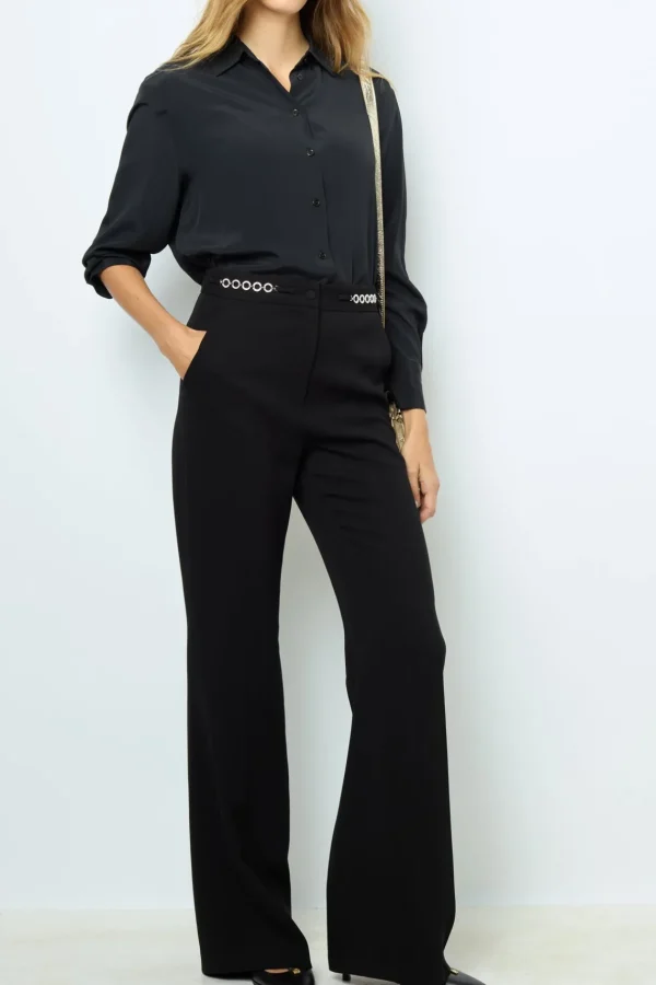 Cheap Soft wide-leg pants with rhinestone - NUALA Trousers