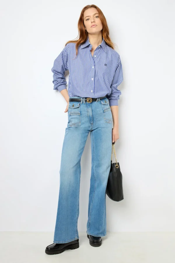 Sale Striped poplin shirt - ARMENY Shirts & Blouses
