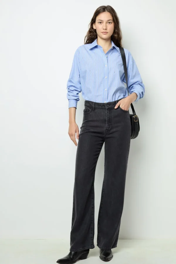 Flash Sale Striped rhinestone shirt - BALLIE Shirts & Blouses