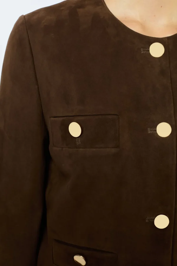 New Suede collarless jacket - BELINA Leather & Pelts