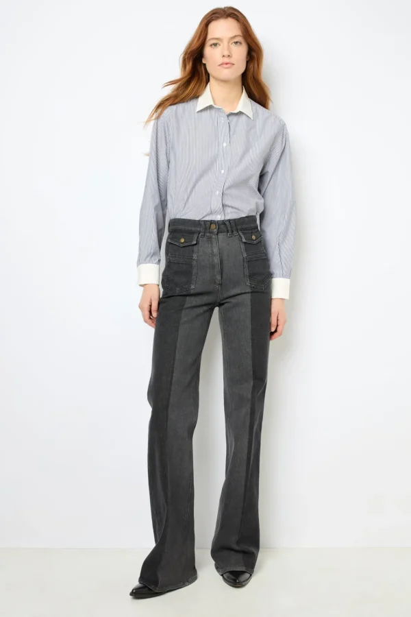 Cheap Two-tone flared jeans - ANNA Trousers