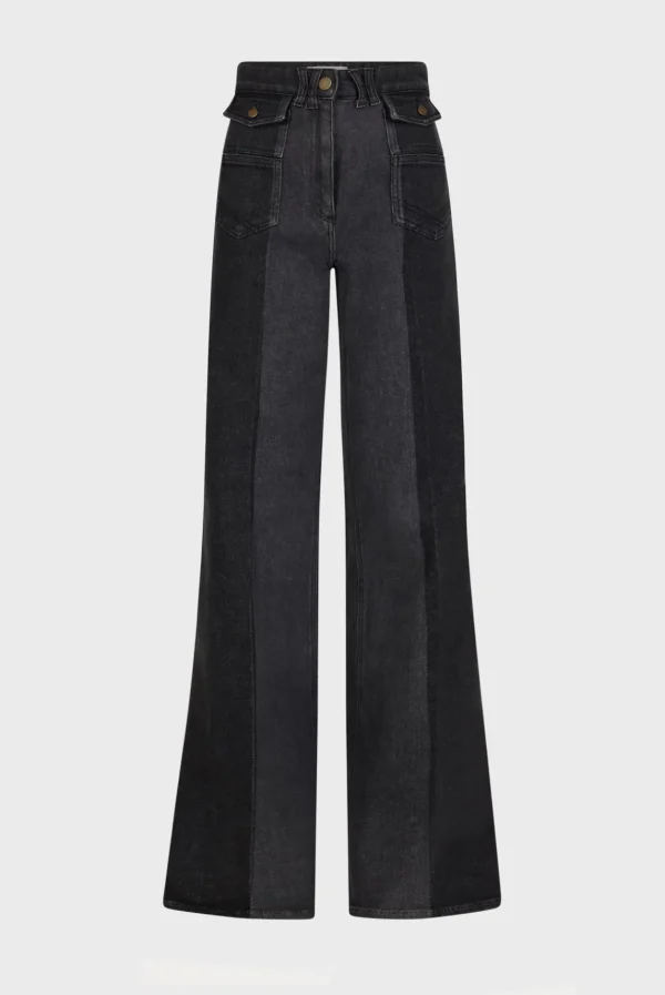 Cheap Two-tone flared jeans - ANNA Trousers