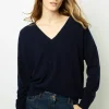 Fashion V-neck sweater with rhinestone - JOHANNE Knitwear