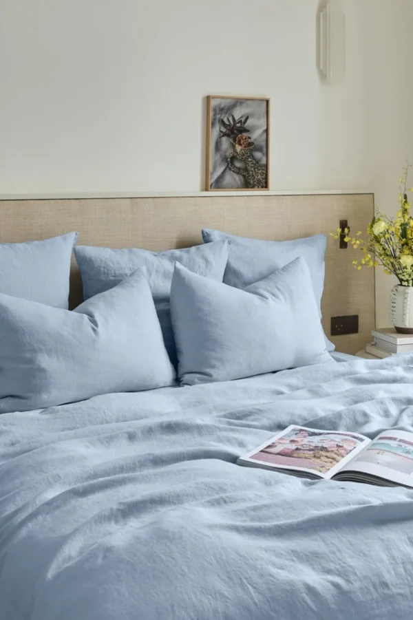Fashion Washed linen pillowcase - sky blue Pillow Cases