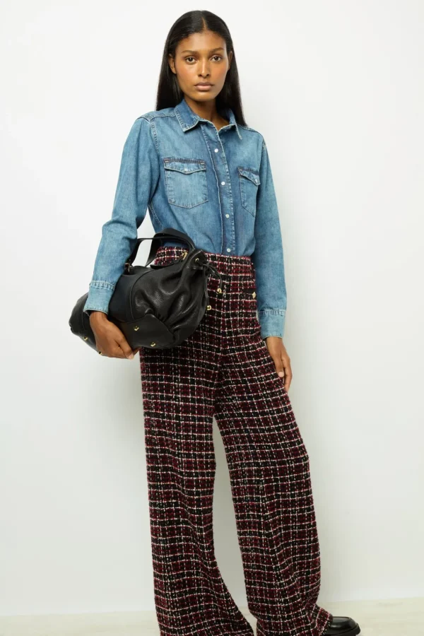 Shop Wide-leg tweed pants -NARIME Trousers | Suits & Outfits