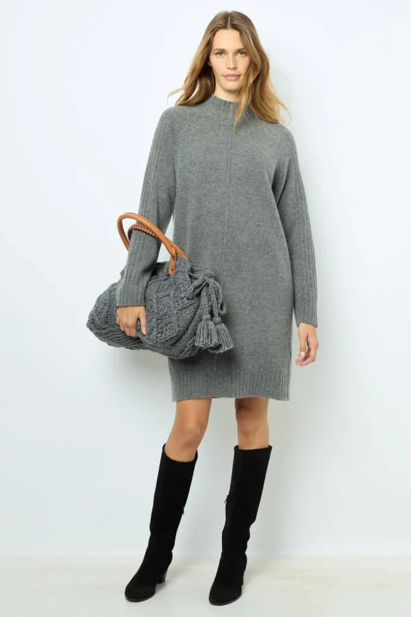 Shop Wool and cashmere stand up collar dress - SOLIA Dresses