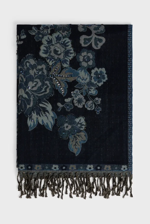 New Wool scarf"])self.__next_f.push([1," with large flower print - DORINE Scarves
