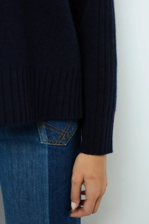 Fashion Wool sweater with stand up collar - JAINA Knitwear